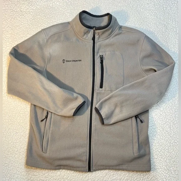 Free Country Men's Grey Fleece Full Zip Jacket Medium - Picture 1 of 6